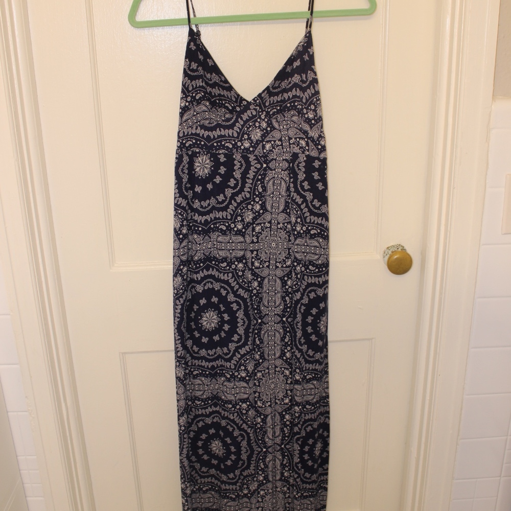 Navy Blue Paisley Maxi Dress NWT